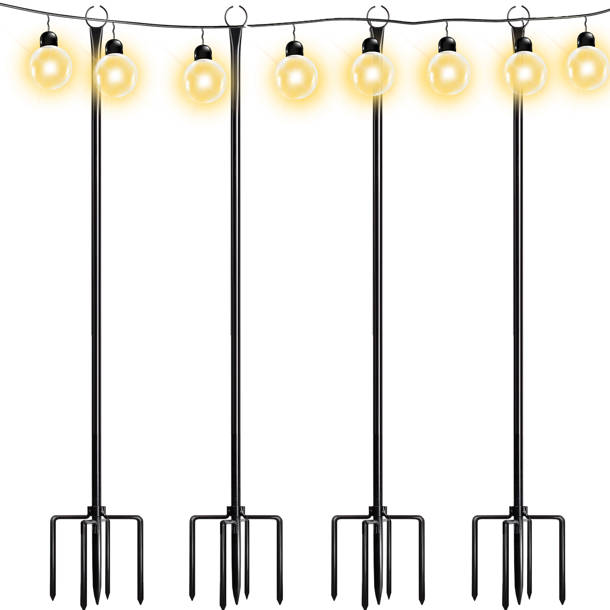 Excello Global Products Bistro String Light Poles & 100 ft of String